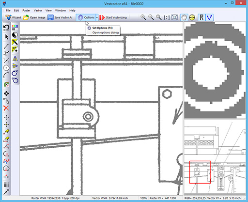 Image vectorization options